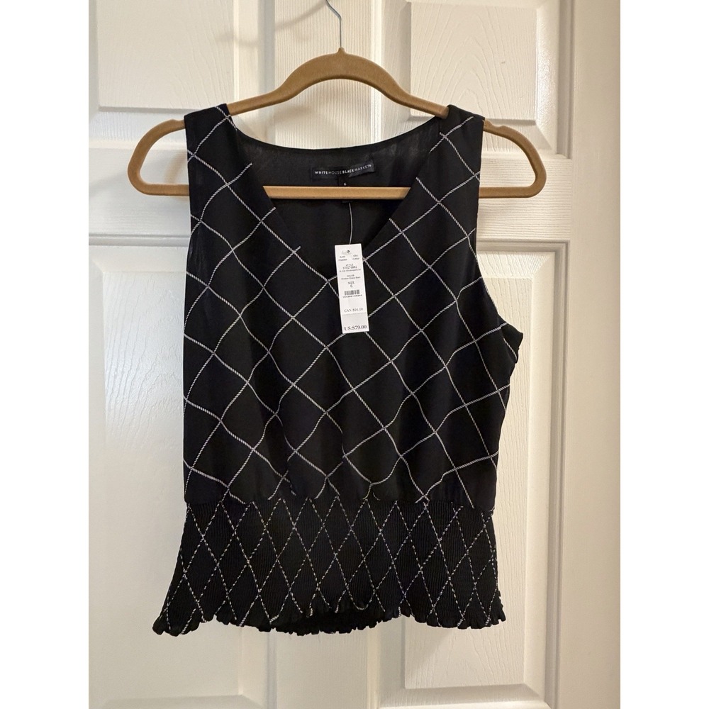 NWT Women's Blouse White House Black Market Size 6 Lightweight V Neck